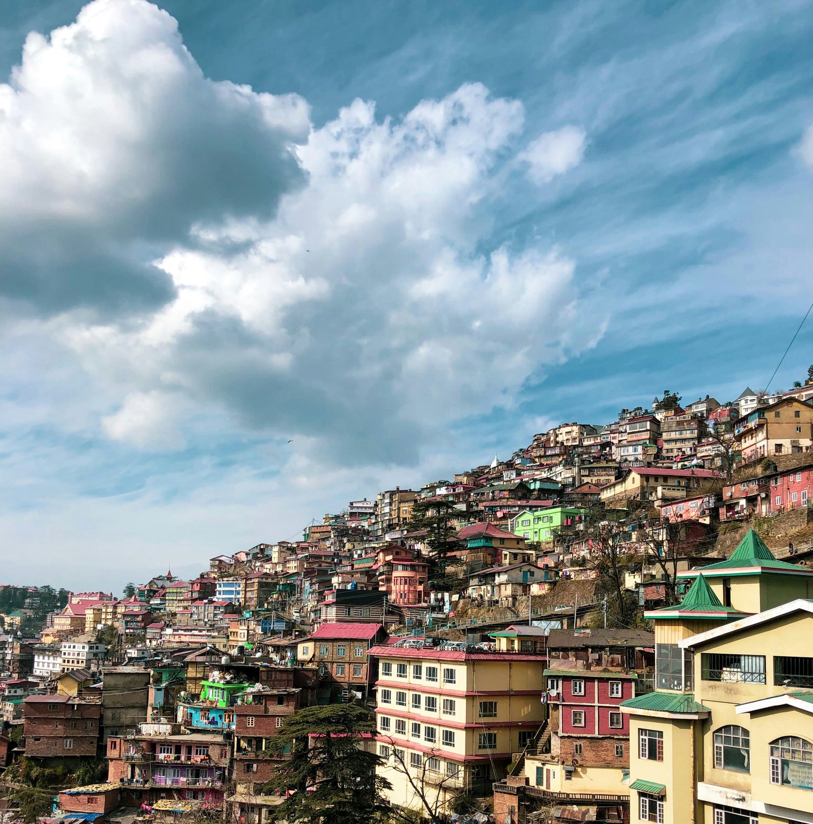 Snow-covered Shimla rooftops in winter
